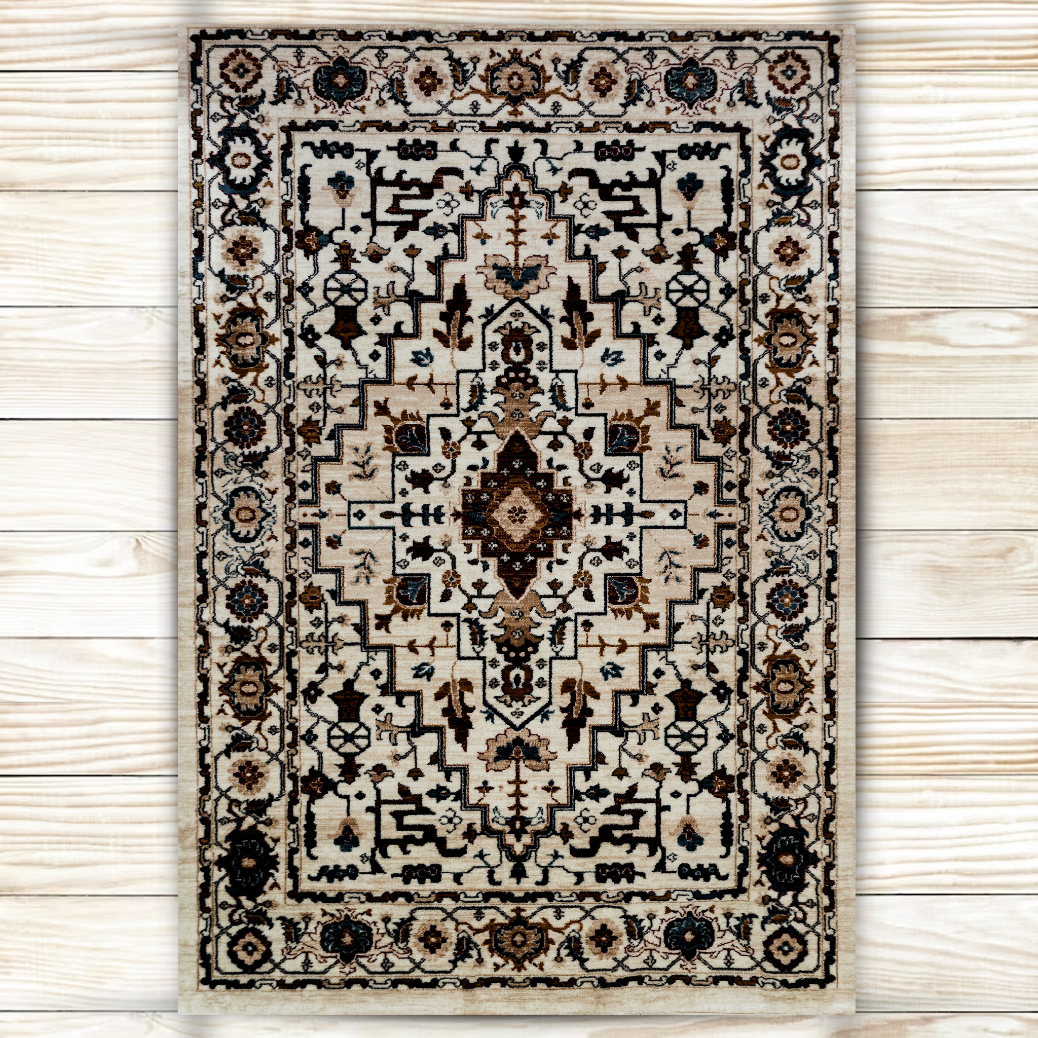 Imperial Elegance: Creamy Grandeur Area Rug