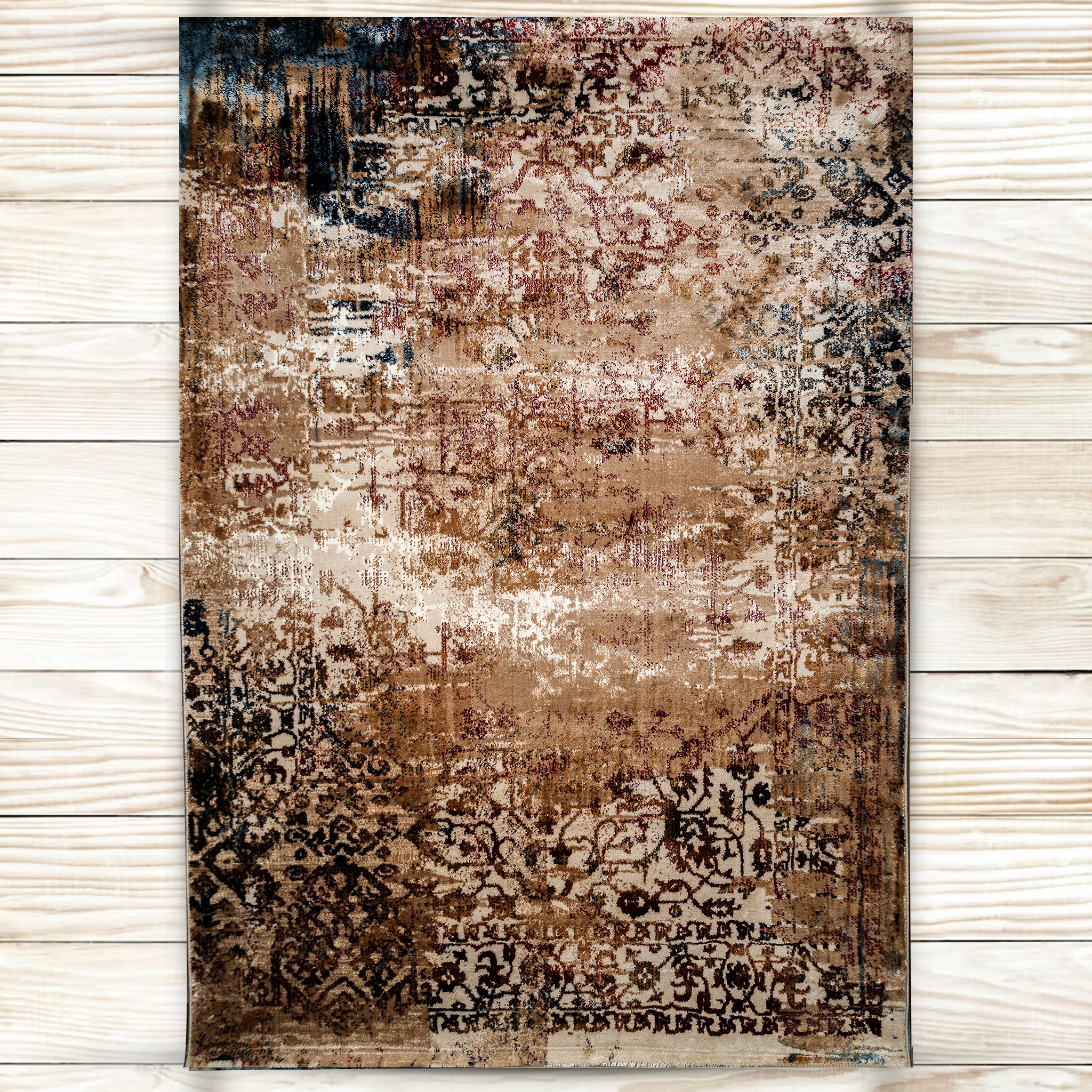 Abstract Harmony: Modern Distressed Area Rug