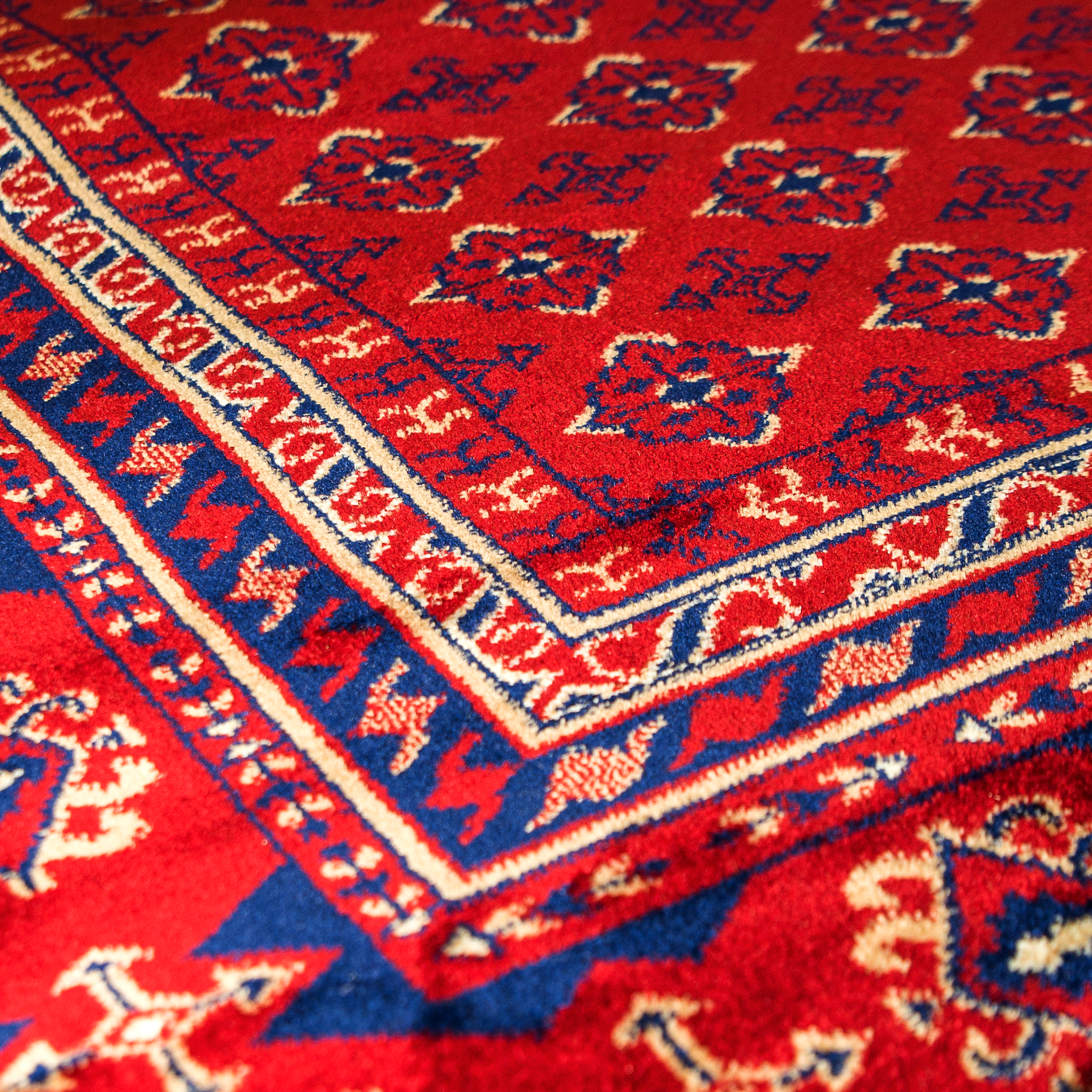 Vibrant Traditions: Bold Red Ornamental Rug