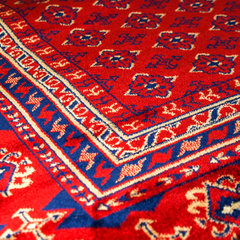 Vibrant Traditions: Bold Red Ornamental Rug